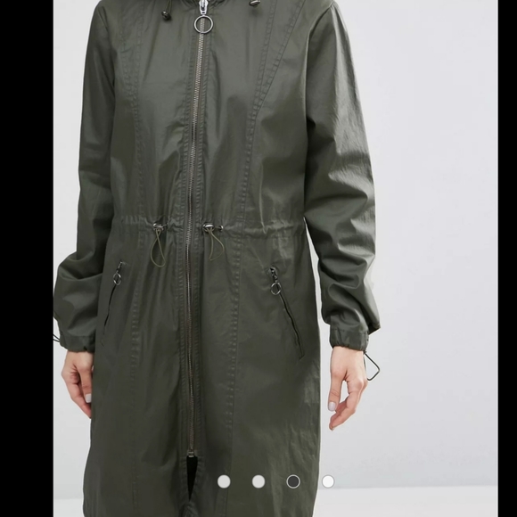 ASOS Fisherman Army Green Trench Coat  size 2 - Picture 3 of 16